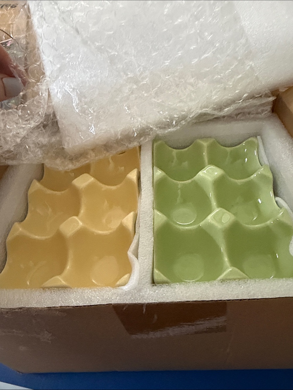 8 Pack Ceramic Egg Holders 6 Cups, Porcelain Kitchen Fridge Tray - Picture 6 of 6